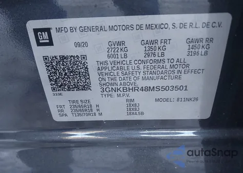 2021 Chevrolet Blazer Awd 2Lt from USA, damaged, VIN 3GNKBHR48MS503501